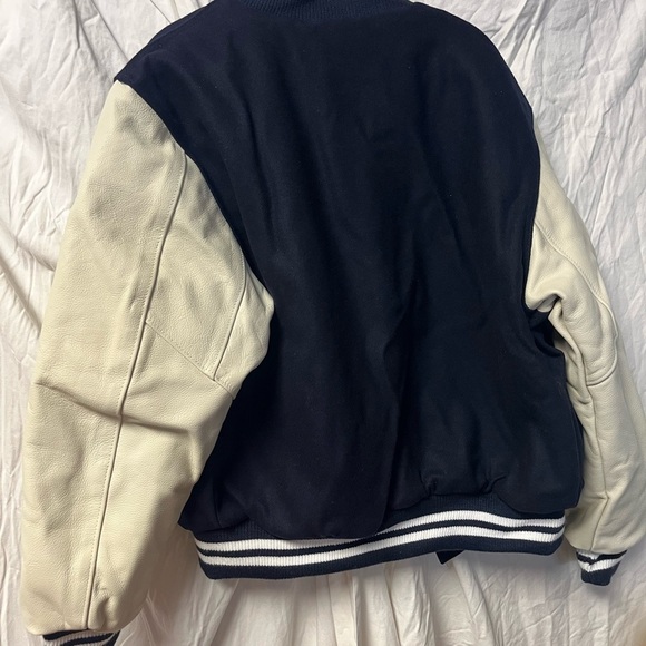 Rennoc Letterman Jacket Vintage Blue And White NEW Med - Picture 6 of 7